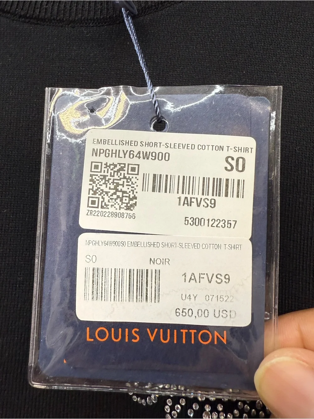 Louis Vuitton Black Crystal Logo Short Sleeve Tee - Picture 7 of 11